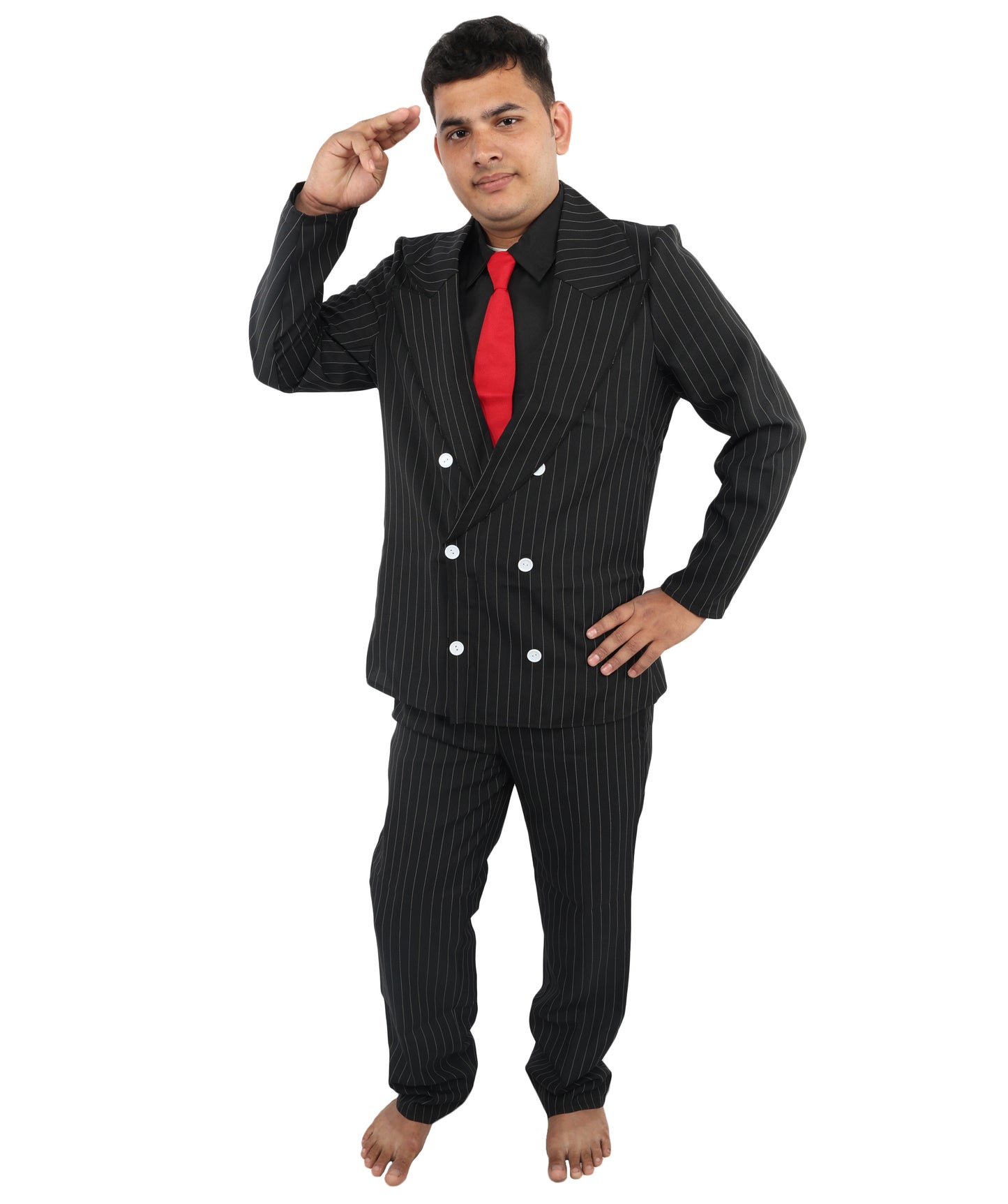HPO Men's Black Tuxedo Suit Costume  | Formal Top & Pant Cosplay Outfit | Perfect for Halloween Parties & Theme Events
