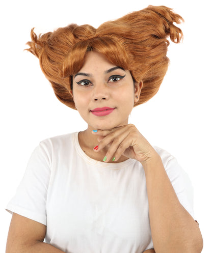 HPO Women's Theatrical Structured Fantasy wig | Warm Brown, created of flame-retardant synthetic fiber, extreme wide side volume, capless base | Theater, stage performance, drag events