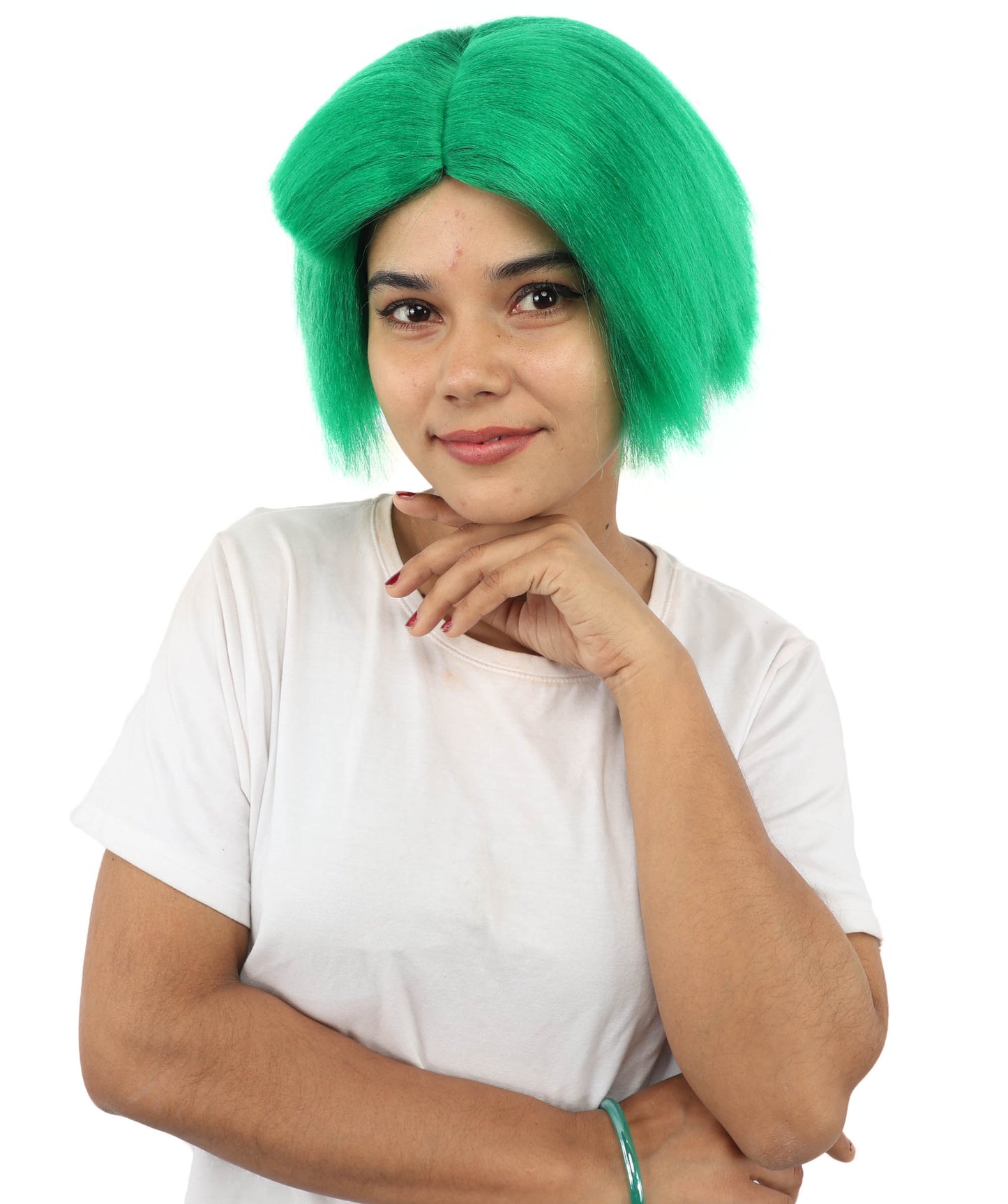 HPO Women’s Neon Yellow Bob Wig with Bangs—Bright Straight Cut Wig | Celebrity Inspired Hairpiece for Party, Halloween and Cosplay