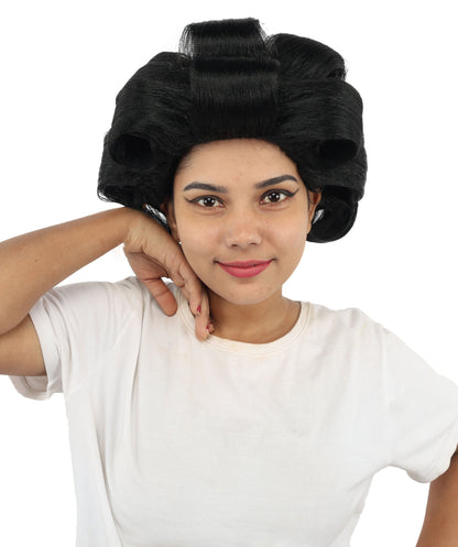 HPO Adult Women's Retro Roller Set Pink Wig | Multiple Color Options, create of synthetic fiber, large cylindrical curler texture, capless cap | Party, Halloween, theater, drag, performance, costume events