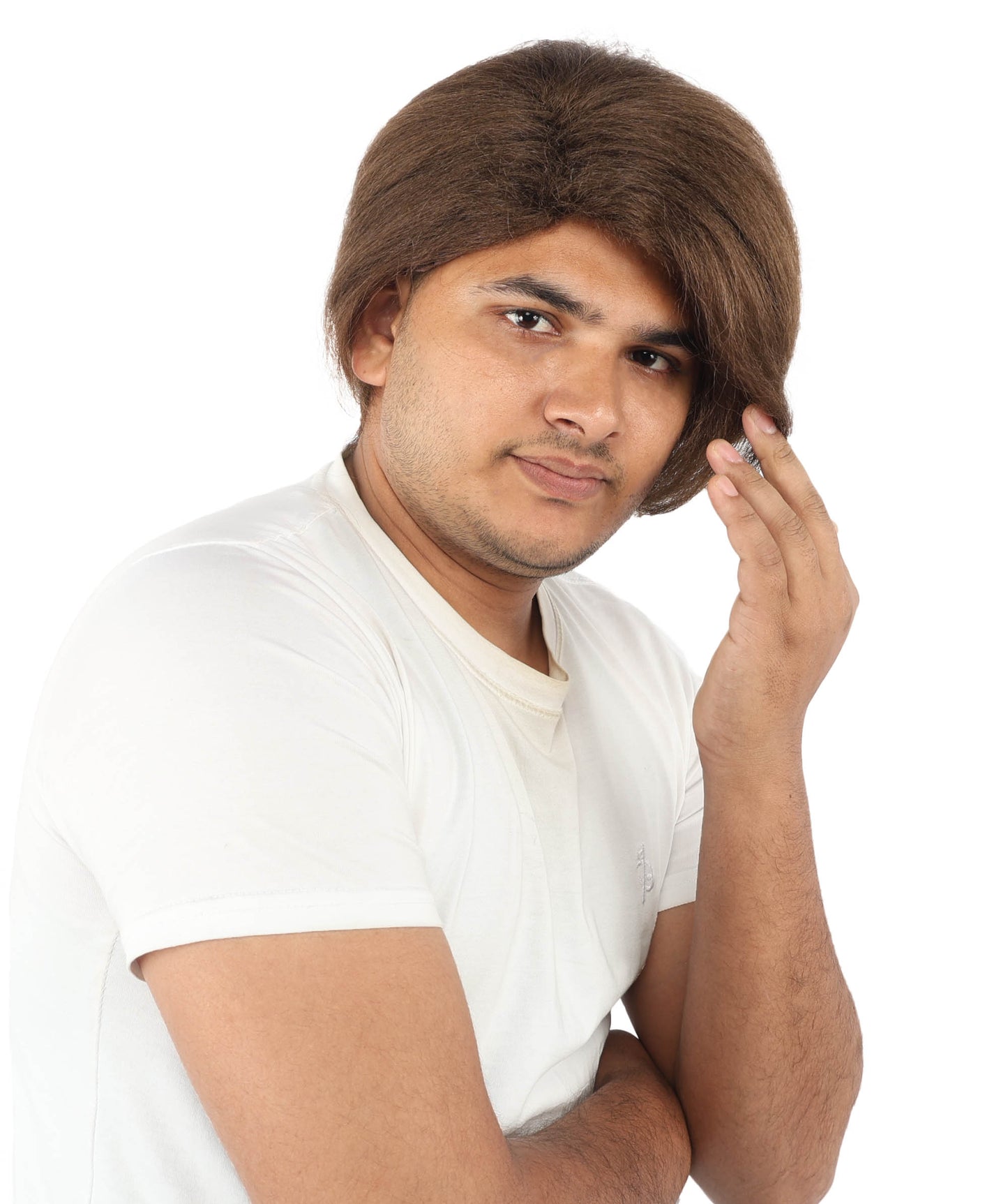 HPO Men’s Blonde Wig with Long Side Bangs  | Flame-retardant Synthetic | Ideal for Cosplay, Halloween & Party Looks