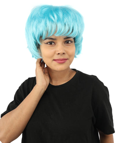 HPO Adult Women's Short Silver White Pixie Wig  | Edgy Layered Cut with Bangs | Synthetic Hair Wig for Stage Fashion, Cosplay, Halloween & Bold Party Looks