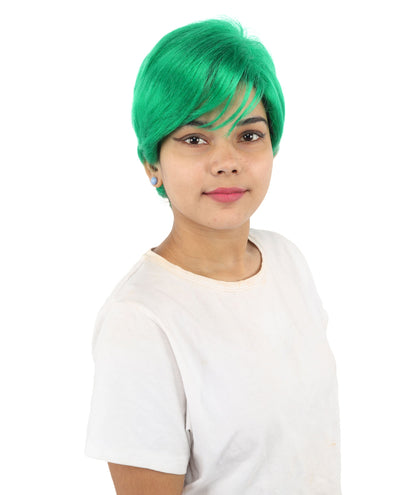 HPO Adult Women’s Short Black Wig | 10 Inch, Sleek and Smooth Bob Hairpiece | Ideal for Cosplay, Costume, and Themed Events