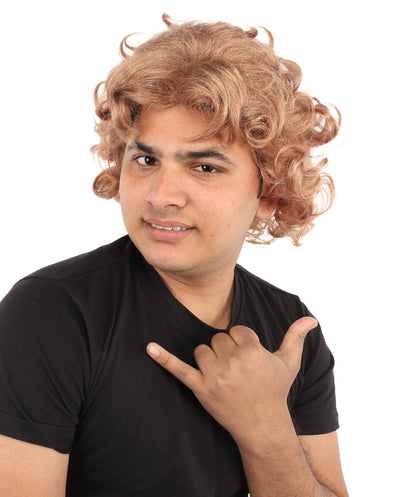 HPO Men's Animated Character 11 Inch Golden Blonde Curly Wig | Capless Flame-Resistant Synthetic | Fantasy Hero Costume Hair