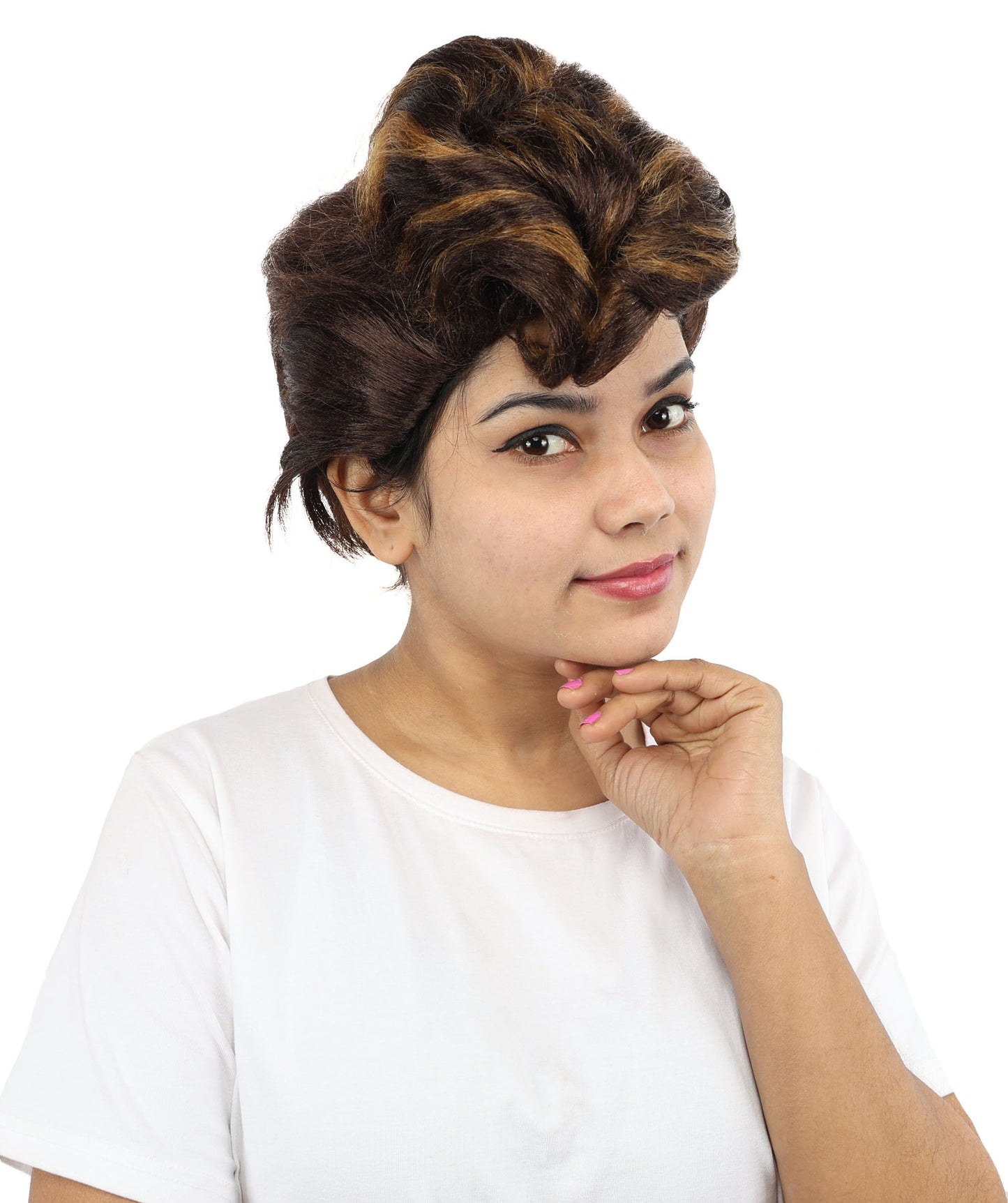 HPO Women's 11-Inch Elegant, Sleek Dark Brown Pixie Cut Wig | Vintage-Inspired Style with Capless Cap | Ideal for Cosplay, Costume, and Themed Parties