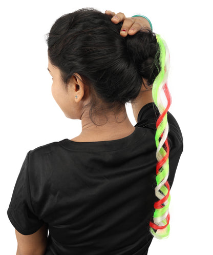 HPO Women's National Flag Hair Streak | Crafted from Flame-retardant Synthetic Febric with a textured spiral construction | Ideal for theater, drag, and costume events