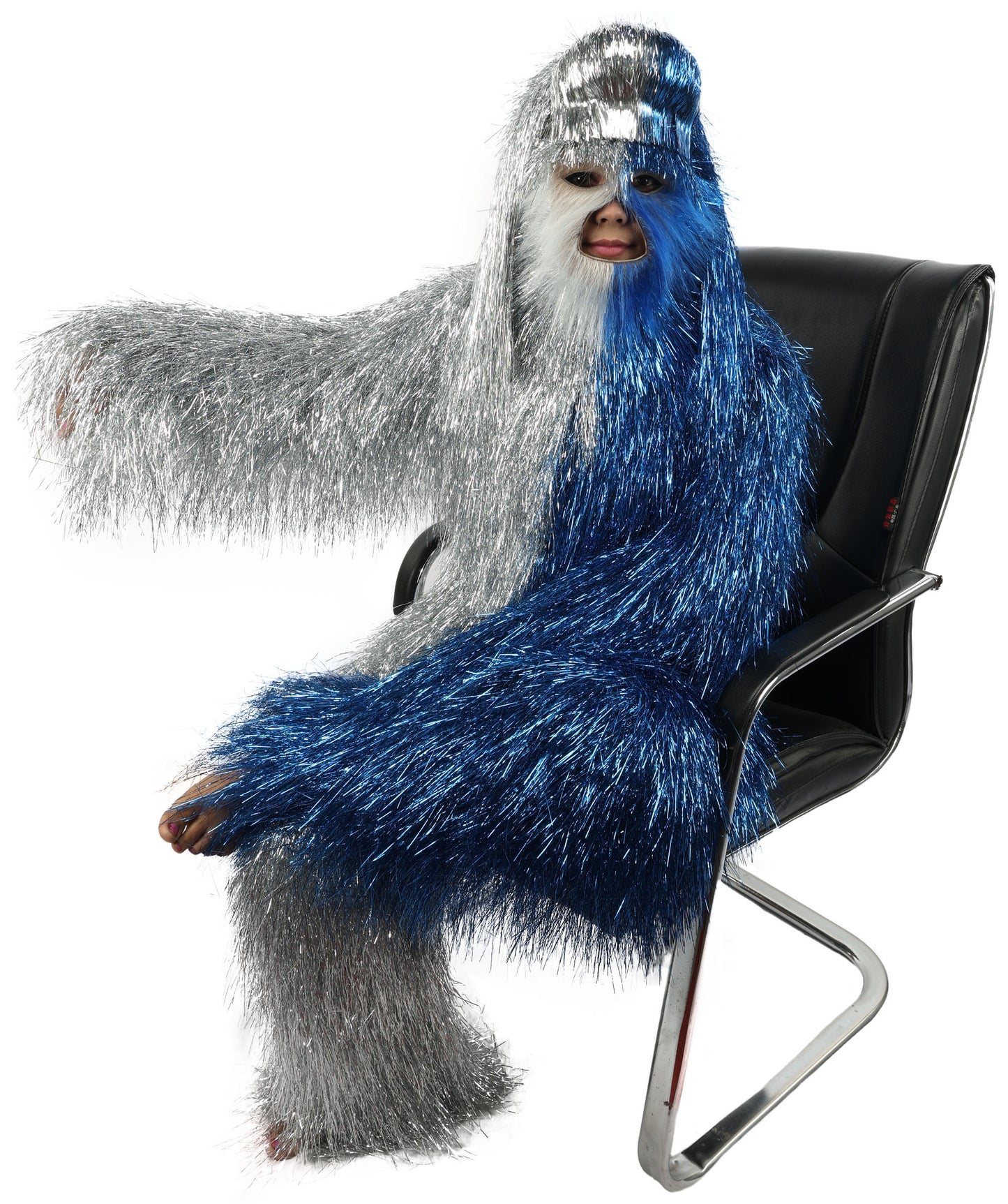 HPO Teen Extreme Hairy Two Part Costume Bundle & Mask Set - Full-Body Hair Suit Extra-Long Costume Wig for Halloween, Cosplay & Parties - Multiple Color Options