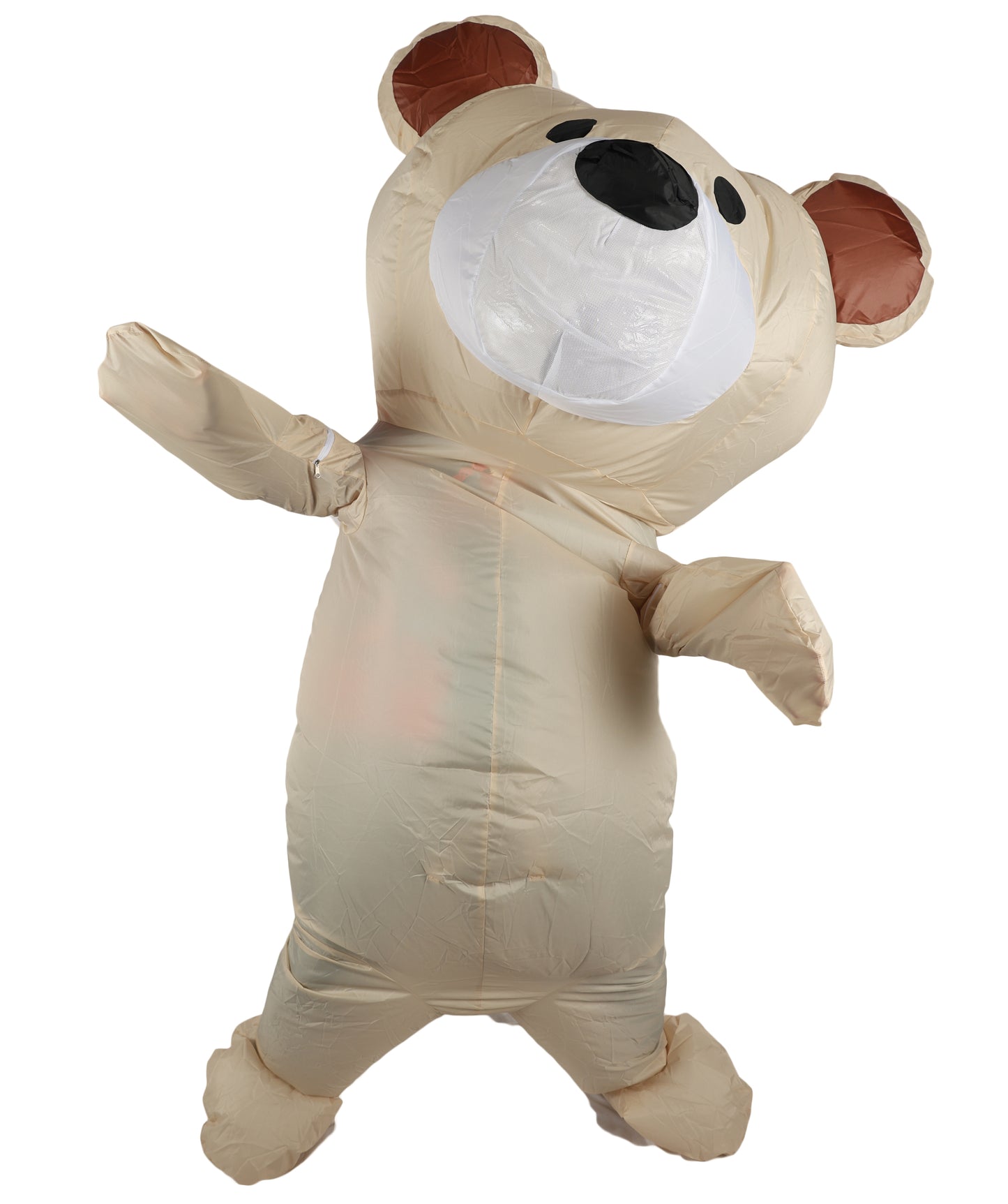 HPO Adult Teddy Bear Costume with Plush Multicolor Bodysuit, Attached Hood, and Cute Ears – Cozy and Fun Animal Outfit for Halloween, Parties & Events