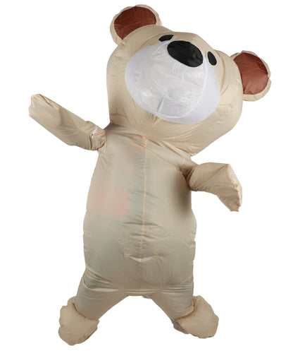 HPO Adult Teddy Bear Costume with Plush Multicolor Bodysuit, Attached Hood, and Cute Ears – Cozy and Fun Animal Outfit for Halloween, Parties & Events