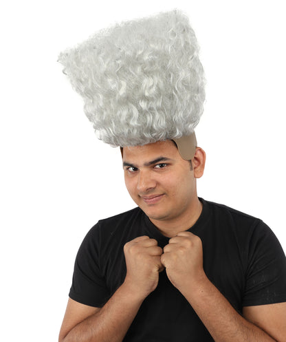 HPO Men’s Tall Afro Wig | Multicolor Options | Animated Scientist Style Hair | Funny Hairpiece with Bouncy Curls and Capless Cap | Retro Nerd Look for Parties, Shows & Halloween