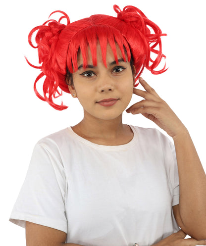 HPO Adult Women’s Messy Twin Bun Wig with Graphic Bangs | Multiple Color Options | Edgy Wig for Cosplay, Fashion Events, Halloween & Stage Wear | Adjustable Cap, Lightweight Synthetic Fiber