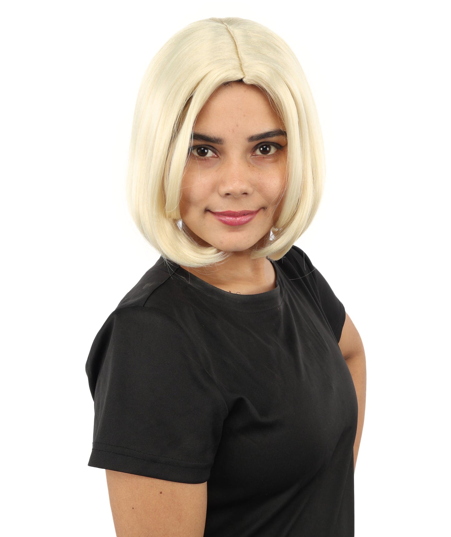 Adult Women's Two-Tone Bob Wig | Multiple Color Options | Short Straight Blunt Cut Inspired by American Pop Artist Look | Natural Hairline for Halloween and Cosplay