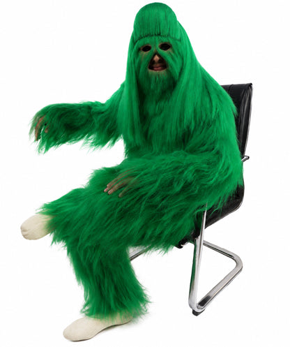 HPO Unisex Extreme Hairy Person Costume, Mask and Bundle - Full-Body Hair Suit Extra-Long Ash Brown Costume Wig for Halloween, Cosplay & Parties