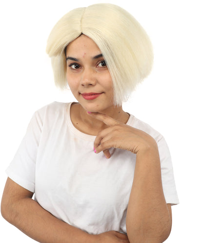 HPO Women’s Neon Yellow Bob Wig with Bangs—Bright Straight Cut Wig | Celebrity Inspired Hairpiece for Party, Halloween and Cosplay
