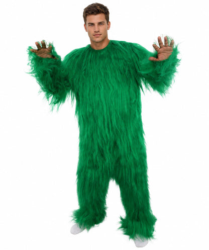 HPO Unisex Extreme Hairy Person Costume, Mask and Bundle - Full-Body Hair Suit Extra-Long Ash Brown Costume Wig for Halloween, Cosplay & Parties