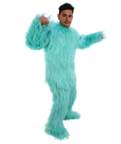 HPO Unisex Blue Furry Monster Costume, Mask and Bundle Set | Full Body Fur Costume with Matching Mask | Soft Plush Halloween Cosplay Outfit for Parties, Mascots & Performers