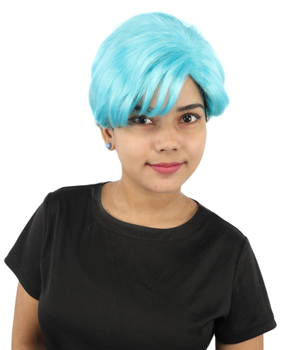 HPO Adult Women’s Short Black Wig | 10 Inch, Sleek and Smooth Bob Hairpiece | Ideal for Cosplay, Costume, and Themed Events
