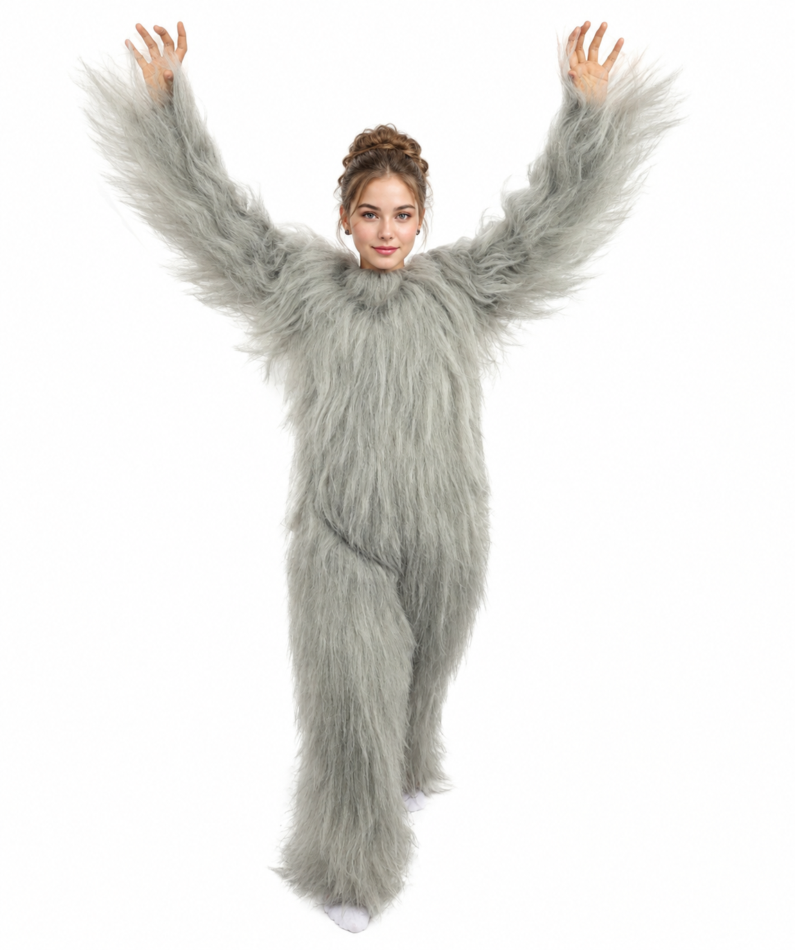 HPO Teen Extreme Hairy Person Costume Bundle & Mask Set - Full-Body Hair Suit Extra-Long Costume Wig for Halloween, Cosplay & Parties - Multiple Color Options