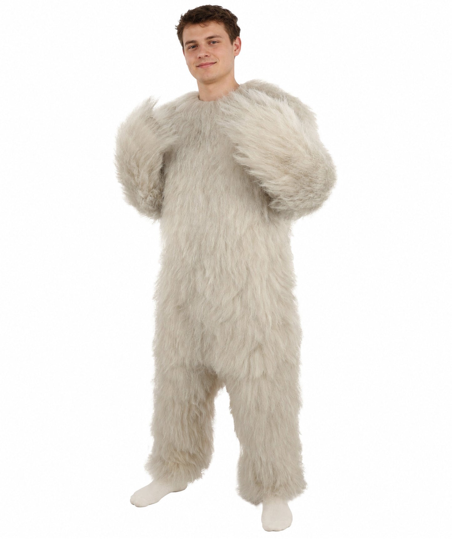HPO Men’s Grey Animal Costume Bundle & Mask Set | Fluffy Creature Outfit & Hair for Cosplay & Roleplay | Plush Character  Costumes for Parties, Photo Shoots & Themed Events