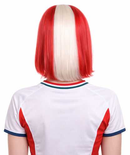 Peru Flag Sport Party Bob Wig | National Pride White Red | Premium Breathable Capless Cap
