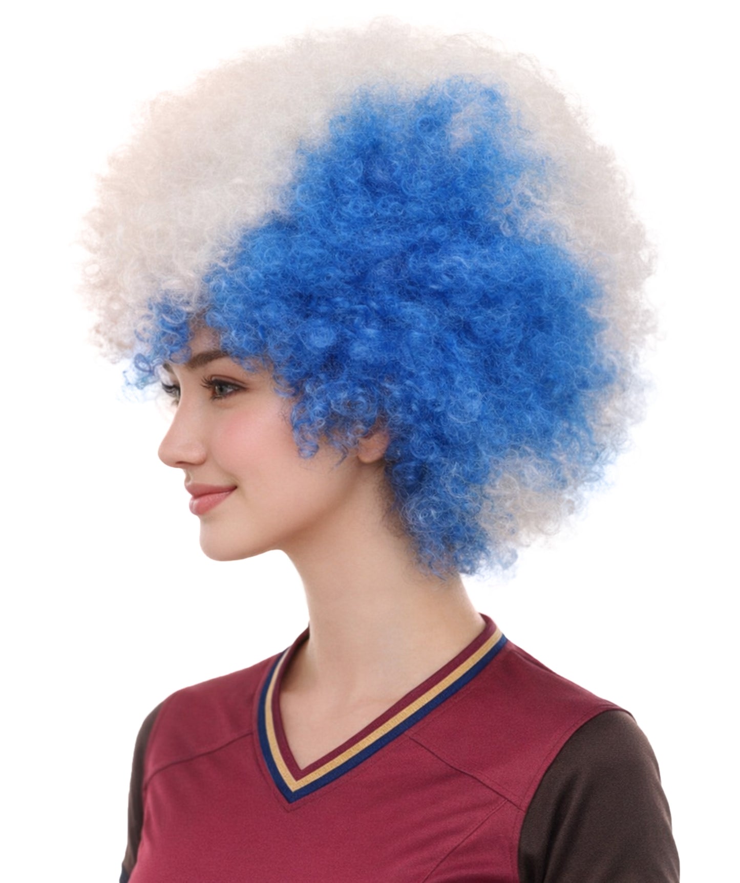 France National Flag Afro Wig | National Pride Patriotic Halloween Hair| Premium Breathable Capless Cap