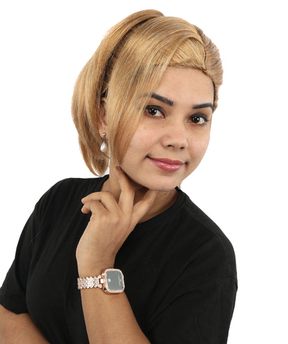 HPO Women's Elegant Braided Updo Brown Wig | Flame-Retardant Synthetic Fiber With Capless Cap | Ideal For Theater, Halloween And Cosplay