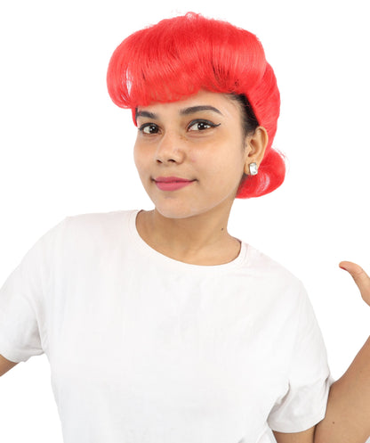 HPO Adult Women's Retro Pin-Up Wig | Multicolor Options, create of synthetic fiber, vintage curled bumper bangs with rolled back, breathable base | Party, Halloween, theater, drag, performance, costume events