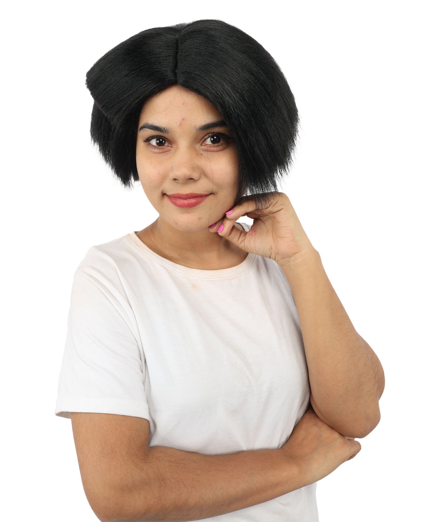 HPO Women’s Neon Yellow Bob Wig with Bangs—Bright Straight Cut Wig | Celebrity Inspired Hairpiece for Party, Halloween and Cosplay