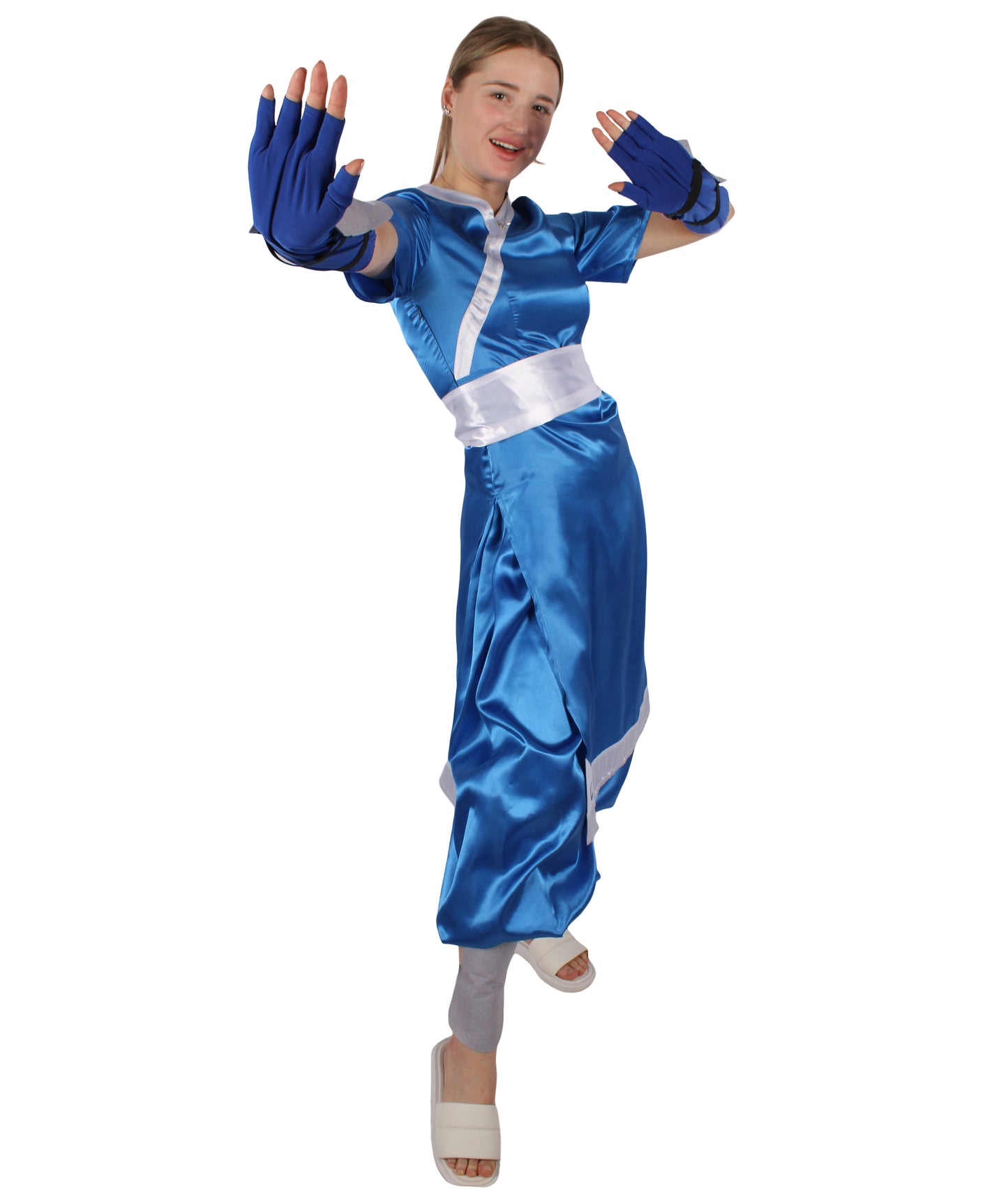 HPO Women's American Anime Series Water Controller Blue & White Long Costume Set I Suitable for Halloween I Flame-retardant Synthetic Fabric