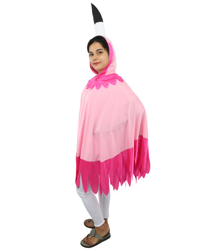 Flamingo Cape Costume | Pink Feathered Cape with Hood Details | Fun Outfit for Halloween, Cosplay, Parties & Themed Events