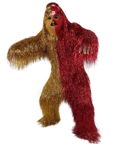 HPO Unisex Tinsel Hairy Two-Part Costume, Bundle & Mask Set | Full-Body Suit & Matching Mask | Long Hair Funny Costume for Halloween, Performers, Cosplay & Mascots