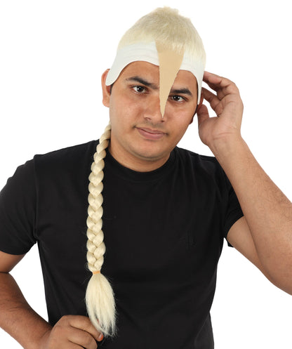 HPO Adult Men's Men's Adhesive Front Military Wig | Multicolor Options | Dark High and Tight Style with Glue-On Sideburns, Synthetic Fiber & Realistic Hairline | Halloween, Sci-Fi Roleplay, Special Effects Makeup & Costume Events