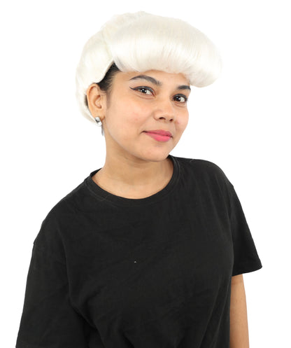 HPO Adult Women's Retro Pin-Up Wig | Multicolor Options, create of synthetic fiber, vintage curled bumper bangs with rolled back, breathable base | Party, Halloween, theater, drag, performance, costume events
