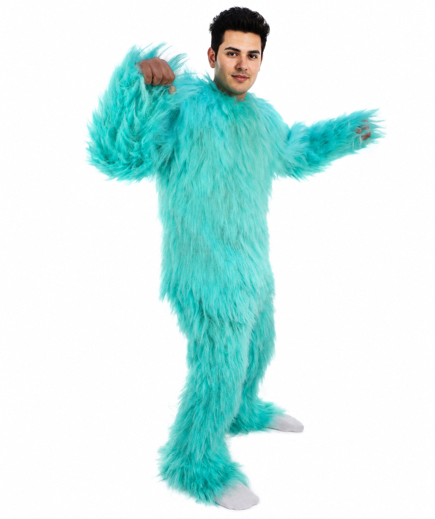 HPO Unisex Blue Furry Monster Costume, Mask and Bundle Set | Full Body Fur Costume with Matching Mask | Soft Plush Halloween Cosplay Outfit for Parties, Mascots & Performers