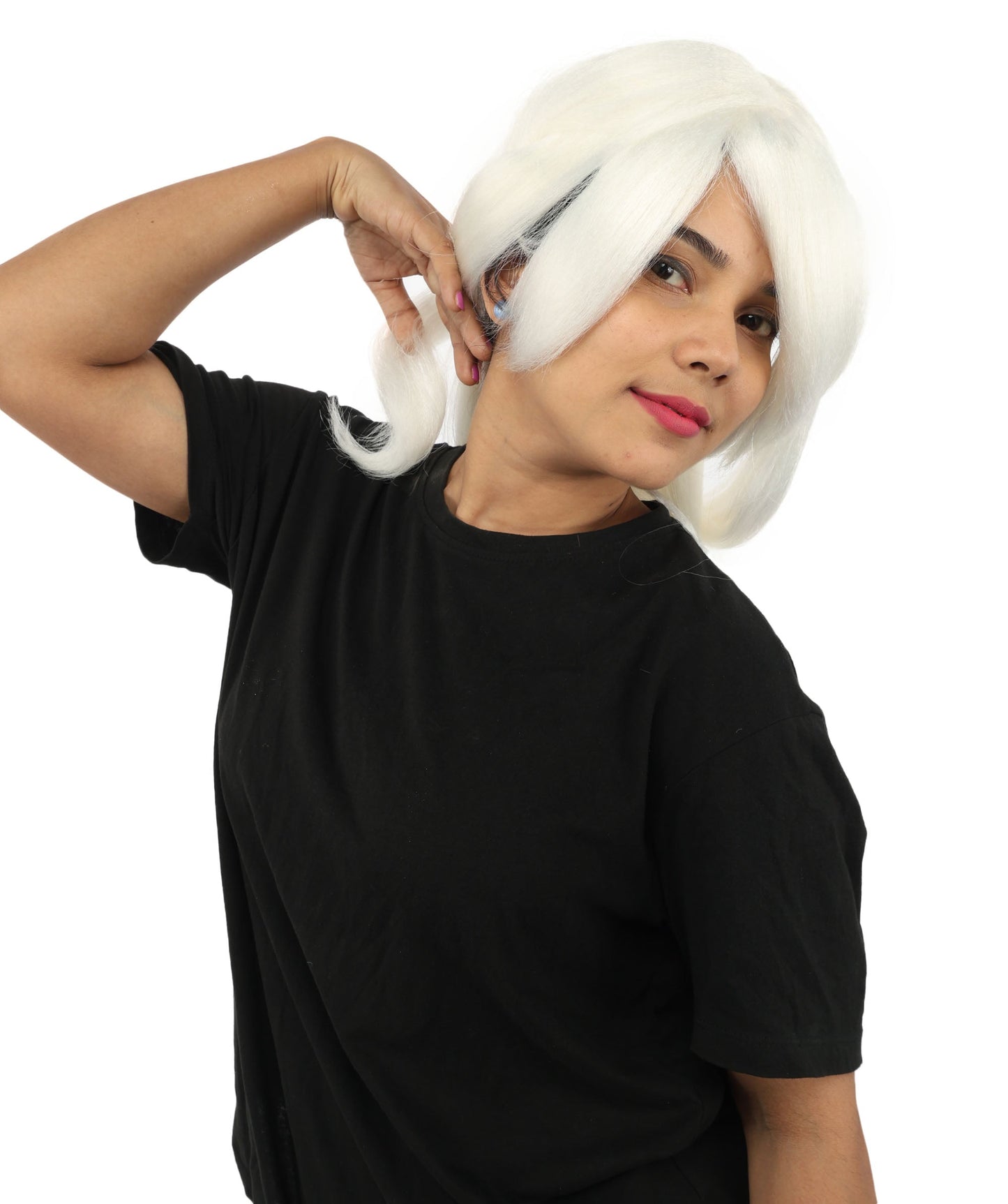 HPO Adult Women's Anime Character Wig | Multiple Color Options | Synthetic Fiber with Side Swept Bangs and Top Tuft | Halloween Party and Comic Con Events