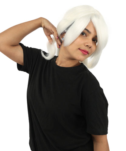 HPO Adult Women's Anime Character Wig | Multiple Color Options | Synthetic Fiber with Side Swept Bangs and Top Tuft | Halloween Party and Comic Con Events