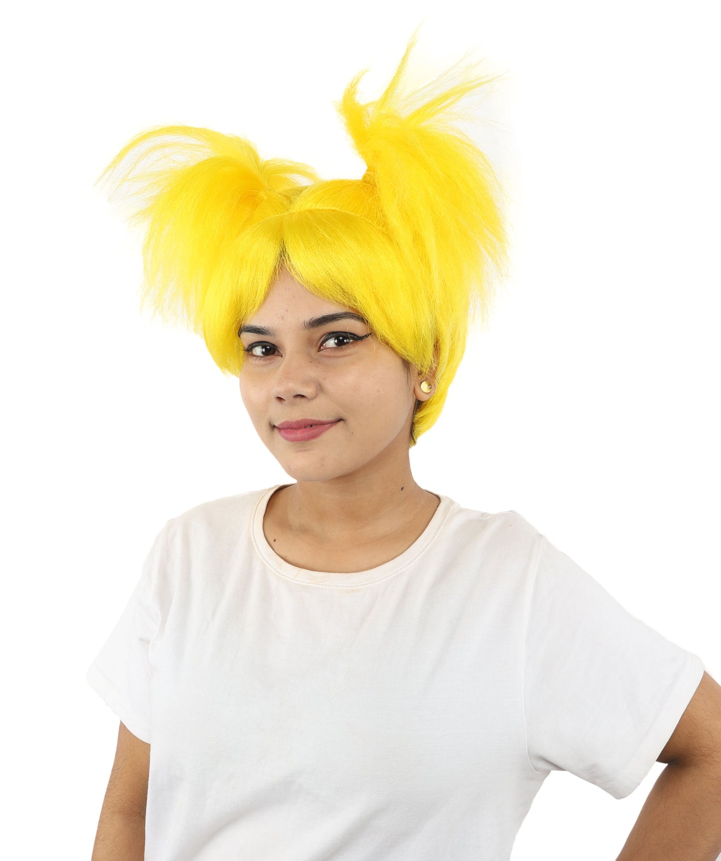 HPO Women’s 15-Inch Orange Spiky Troll Wig | Fun Animated Character | Bright and Bold Look for Halloween, Cosplay, and Themed Party