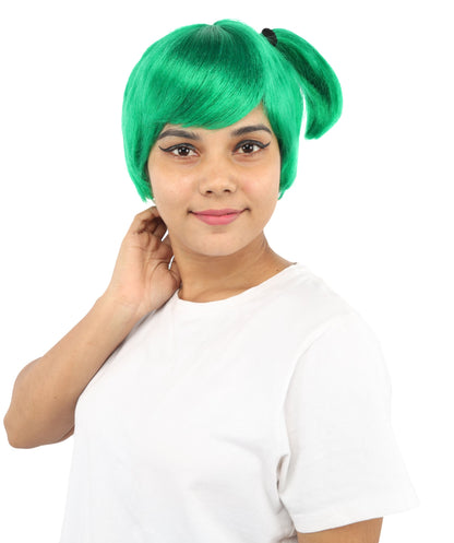 HPO Adult Women's Anime Trainer Character Wig | Vibrant hue multicolor options, create of synthetic fiber, short choppy bob with high side ponytail, breathable base | Cosplay, Halloween, theater, party, performance, costume events