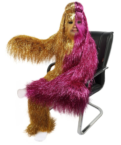 HPO Teen Extreme Hairy Two Part Costume Bundle & Mask Set - Full-Body Hair Suit Extra-Long Costume Wig for Halloween, Cosplay & Parties - Multiple Color Options