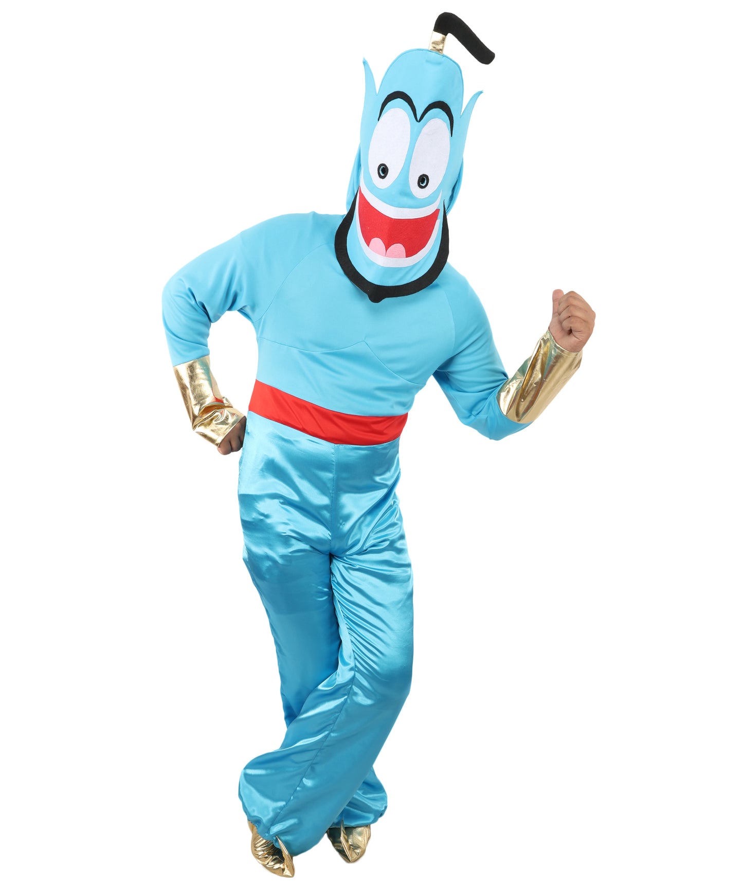 Blue Magical Spirit Costume with Pants, Vest & Belt | Men’s Fantasy Genie-Inspired Outfit for Halloween, Cosplay, Parties & Stage
