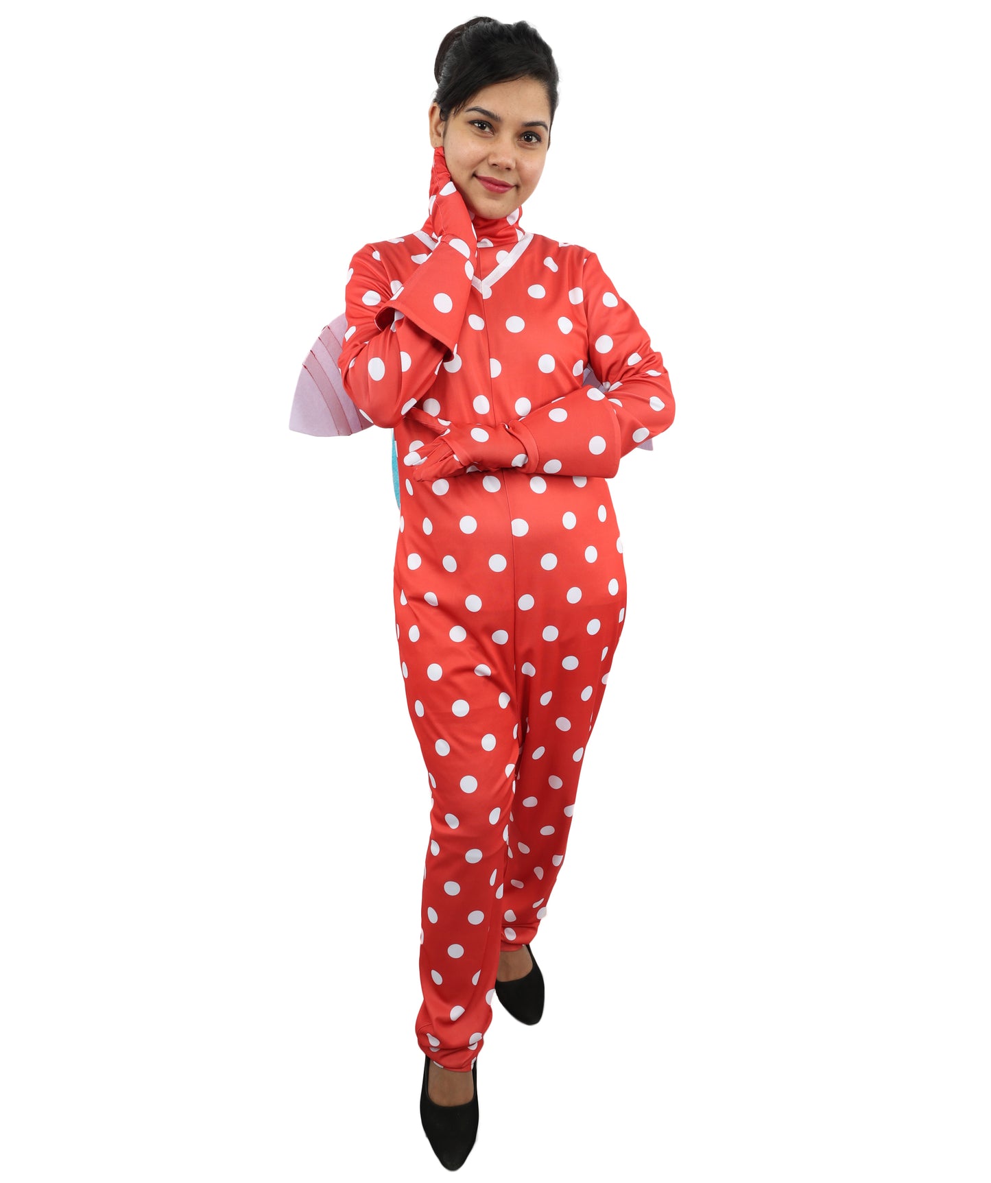HPO Women's Red Polka Dot Costume | Flame-Retardant Synthetic Fiber | Ideal For Theater, Halloween And Cosplay