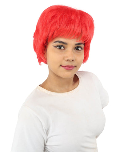 HPO Adult Women's Short Silver White Pixie Wig  | Edgy Layered Cut with Bangs | Synthetic Hair Wig for Stage Fashion, Cosplay, Halloween & Bold Party Looks