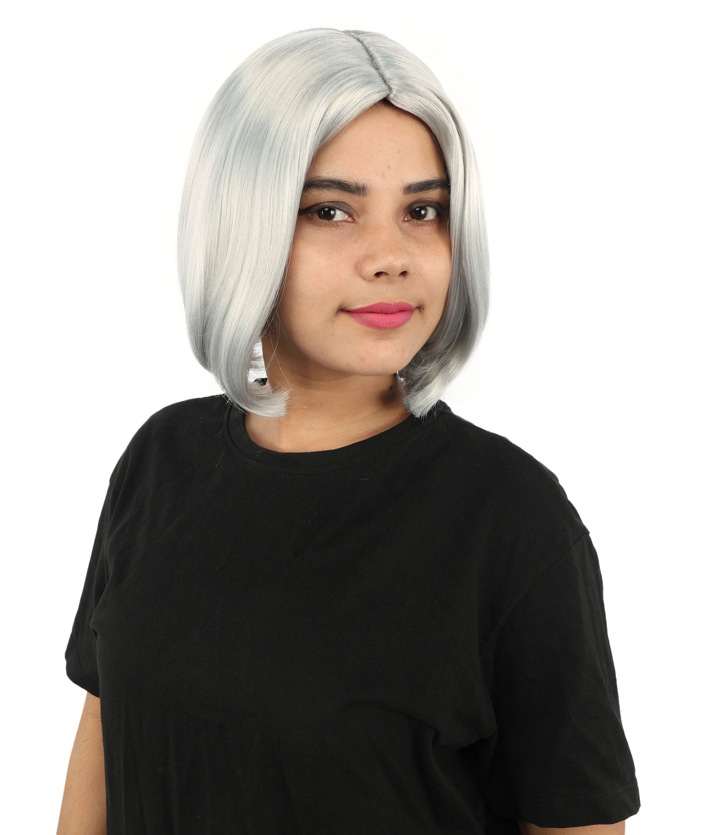 Adult Women's Two-Tone Bob Wig | Multiple Color Options | Short Straight Blunt Cut Inspired by American Pop Artist Look | Natural Hairline for Halloween and Cosplay