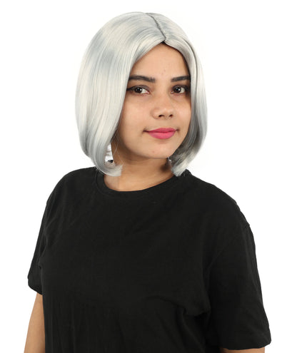 Adult Women's Two-Tone Bob Wig | Multiple Color Options | Short Straight Blunt Cut Inspired by American Pop Artist Look | Natural Hairline for Halloween and Cosplay