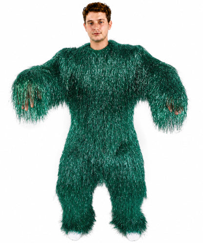 HPO UnisexTinsel Hairy Costume, Bundle & Mask Set | Full-Body Suit & Matching Mask | Long Hair Funny Costume for Halloween, Performers, Cosplay & Mascots | Multicolor Options