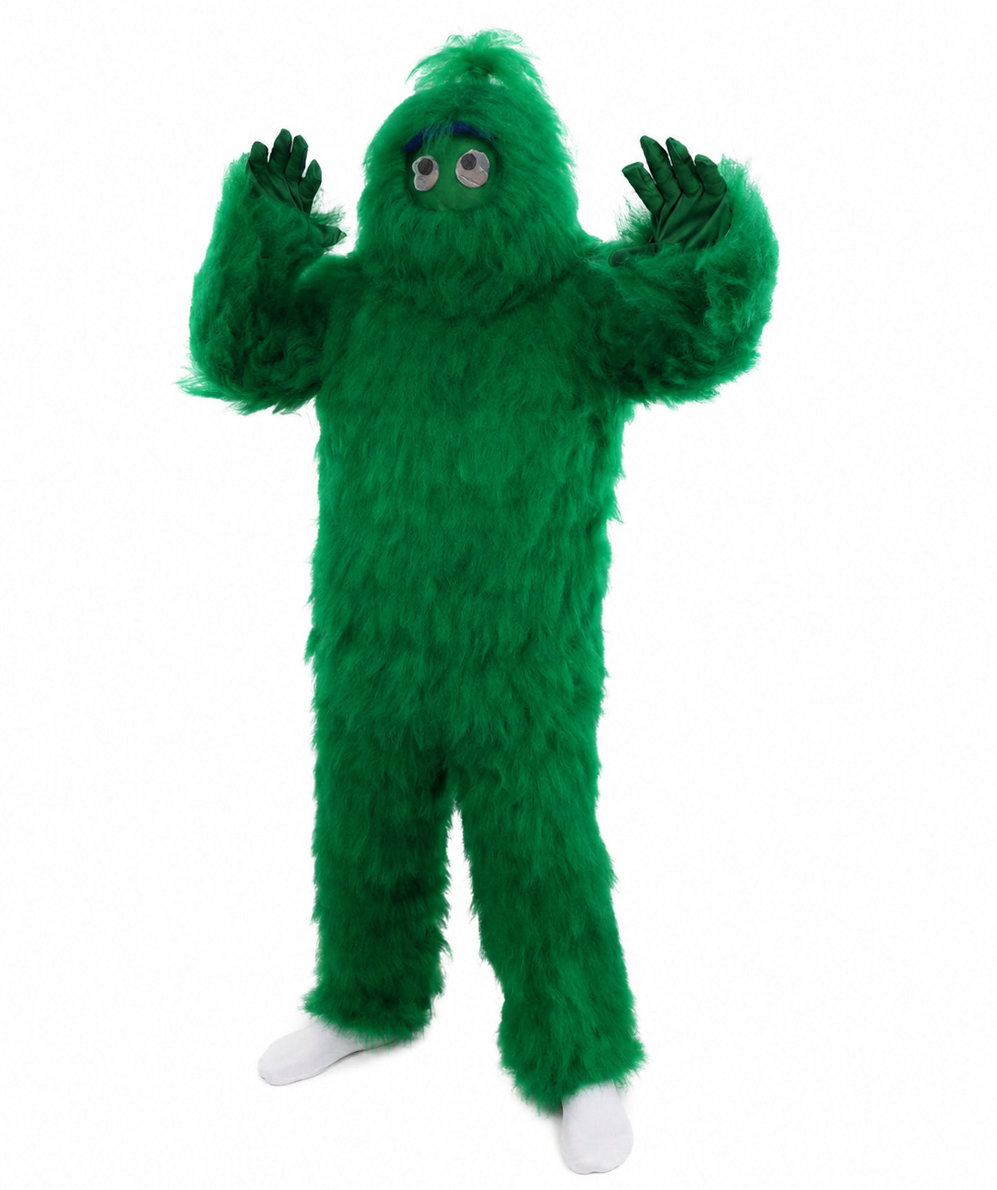 HPO Unisex Green Animal Fur Monster Costume Bundle – 75 Inch Full Outfit with Head Mask & Body Suit | Plush Mascot Style Costume for Halloween and Cosplay
