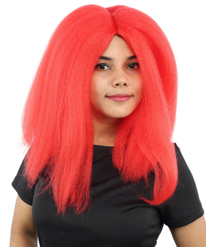 HPO Adult Women's Long Rounded Cartoon Hair Wig | Multiple Color Options | Bubble Bob, Deep Side Part, Heat Friendly Synthetic Strands & Breathable Net | Fancy Dress, Stage Show, Animated Character Events, Halloween & Festival