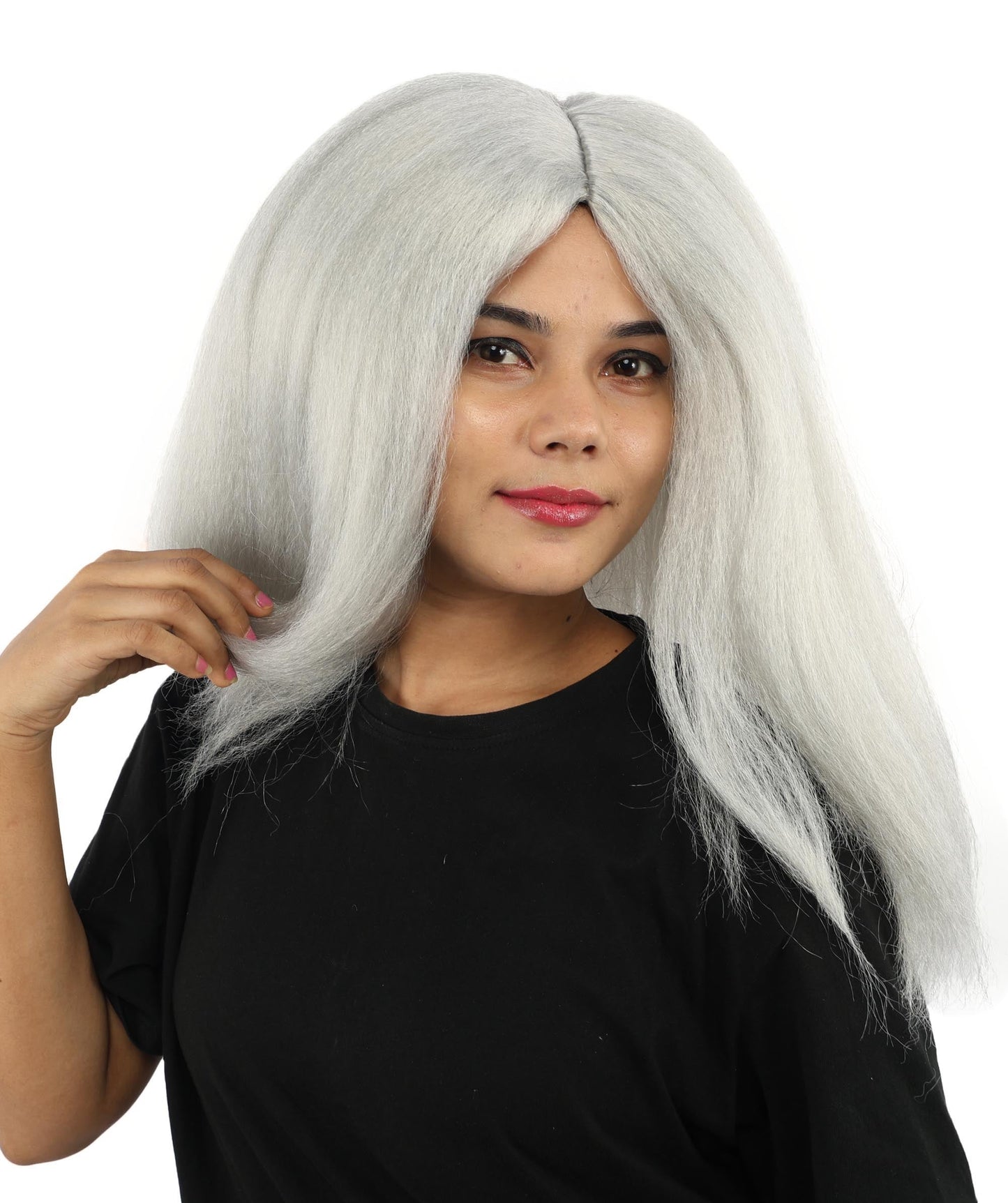 HPO Adult Women's Long Rounded Cartoon Hair Wig | Multiple Color Options | Bubble Bob, Deep Side Part, Heat Friendly Synthetic Strands & Breathable Net | Fancy Dress, Stage Show, Animated Character Events, Halloween & Festival