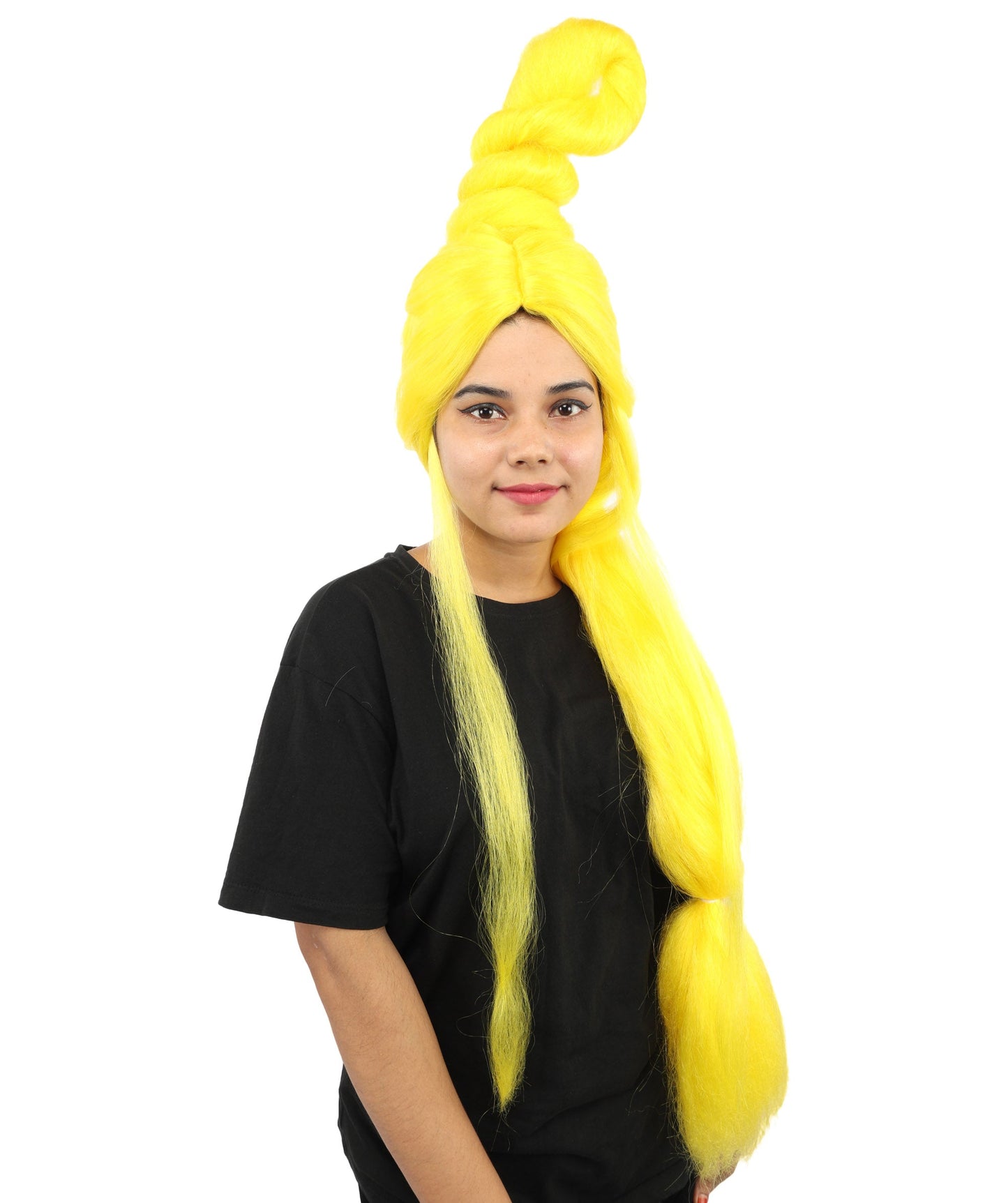 HPO Adult Women's Sculpted Loop Topknot Wig | Multiple Color Options | Create of synthetic fiber, gravity-defying twisted vertical bun with long face-framing strands, breathable base | Party, Halloween, theater, drag, performance, costume events