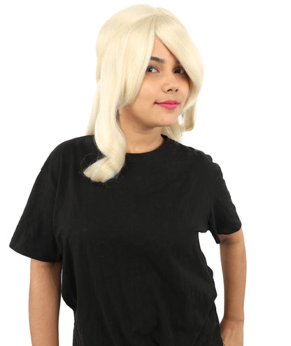 HPO Adult Women's Anime Character Wig | Multiple Color Options | Synthetic Fiber with Side Swept Bangs and Top Tuft | Halloween Party and Comic Con Events